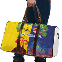 Malampa Fiji Day Travel Bag Volcano and Coral Reef with Culture Patterns Split Style LT03 - Polynesian Pride