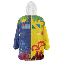 Malampa Fiji Day Wearable Blanket Hoodie Volcano and Coral Reef with Culture Patterns Split Style LT03 - Polynesian Pride