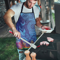 Fijian Tribal Manta Ray Apron Masi Motif with Coral Reef Ocean Vibe LT03 - Polynesian Pride