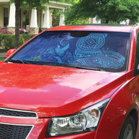 Fijian Tribal Manta Ray Auto Sun Shade Masi Motif with Coral Reef Ocean Vibe LT03 - Polynesian Pride