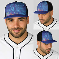 Fijian Tribal Manta Ray Baseball Net Cap Masi Motif with Coral Reef Ocean Vibe LT03 - Polynesian Pride