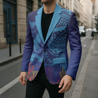 Fijian Tribal Manta Ray Blazer Masi Motif with Coral Reef Ocean Vibe LT03 - Polynesian Pride