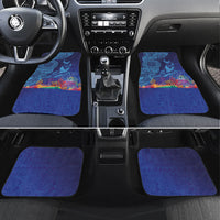 Fijian Tribal Manta Ray Car Mats Masi Motif with Coral Reef Ocean Vibe LT03 Set 4pcs Blue - Polynesian Pride