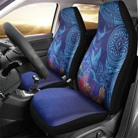 Fijian Tribal Manta Ray Car Seat Cover Masi Motif with Coral Reef Ocean Vibe LT03 - Polynesian Pride