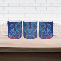 Fijian Tribal Manta Ray Ceramic Mug Masi Motif with Coral Reef Ocean Vibe LT03 - Polynesian Pride