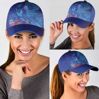 Fijian Tribal Manta Ray Classic Cap Masi Motif with Coral Reef Ocean Vibe LT03 - Polynesian Pride