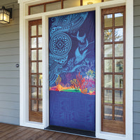 Fijian Tribal Manta Ray Door Cover Masi Motif with Coral Reef Ocean Vibe LT03 - Polynesian Pride