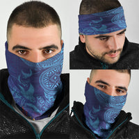 Fijian Tribal Manta Ray Neck Gaiter Masi Motif with Coral Reef Ocean Vibe LT03 - Polynesian Pride