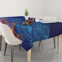 Fijian Tribal Manta Ray Tablecloth Masi Motif with Coral Reef Ocean Vibe LT03 - Polynesian Pride