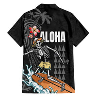 Hawaiian Halloween Skeleton Surfing Family Matching Short Sleeve Bodycon Dress and Hawaiian Shirt Polynesian Tribal Tattoo and Hawaiian Pattern LT03 - Polynesian Pride