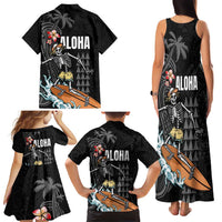 Hawaiian Halloween Skeleton Surfing Family Matching Tank Maxi Dress and Hawaiian Shirt Polynesian Tribal Tattoo and Hawaiian Pattern LT03 - Polynesian Pride