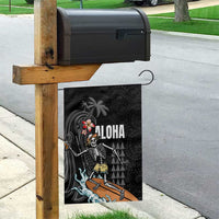 Hawaiian Halloween Skeleton Surfing Garden Flag Polynesian Tribal Tattoo and Hawaiian Pattern