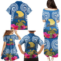Hawaii Lanai Island Family Matching Puletasi Dress and Hawaiian Shirt Hibiscus Turle and Map with Polynesian Spiral LT03 - Polynesian Pride