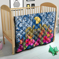 Hawaii Lanai Island Quilt Hibiscus Turle and Map with Polynesian Spiral LT03 - Polynesian Pride