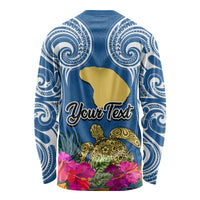 Custom Hawaii Lanai Island Long Sleeve Shirt Hibiscus Turle and Map with Polynesian Spiral LT03 - Polynesian Pride