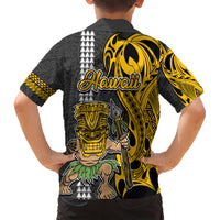 Hawaii Lanai Island Kid Hawaiian Shirt Hawaiian Warrior and Kakau Symbols Abstract Tattoo LT03 - Polynesian Pride