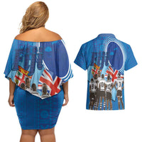 Fiji Rugby Sevens Couples Matching Off Shoulder Short Dress and Hawaiian Shirt Commemorate Gold Medal - Rio de Janeiro 2016 LT03 - Polynesian Pride