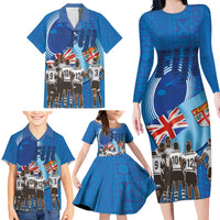 Fiji Rugby Sevens Family Matching Long Sleeve Bodycon Dress and Hawaiian Shirt Commemorate Gold Medal - Rio de Janeiro 2016 LT03 - Polynesian Pride