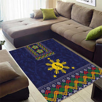 Philippines Merry Christmas Area Rug Maligayang Pasko with Parol and Xmas Pattern Barong Style