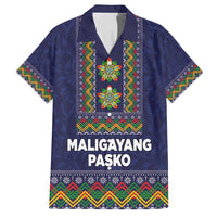 Philippines Merry Christmas Family Matching Off Shoulder Short Dress and Hawaiian Shirt Maligayang Pasko with Parol and Xmas Pattern Barong Style