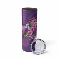Hawaiian Turtle Love Couple Skinny Tumbler Sweet Hibiscus and Kakau Pattern Deep Purple Color