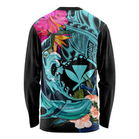 Hawaii Long Sleeve Shirt Whale Mix Hibiscus and Kanaka Maoli LT03 - Polynesian Pride