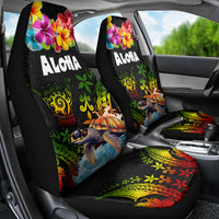 Hawaii Lei Day Car Seat Cover Hibiscus Wreath and Polynesian Pattern