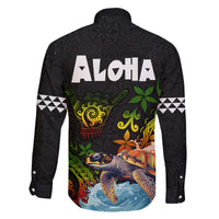 Hawaii Lei Day Family Matching Off The Shoulder Long Sleeve Dress and Hawaiian Shirt Hibiscus Wreath and Polynesian Pattern