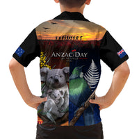 Australia and New Zealand ANZAC Day Family Matching Puletasi and Hawaiian Shirt Tui Bird and Koala mix Maori and Aboriginal Pattern LT03 - Polynesian Pride