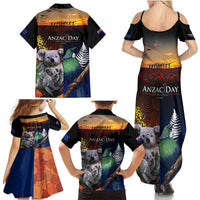 Australia and New Zealand ANZAC Day Family Matching Summer Maxi Dress and Hawaiian Shirt Tui Bird and Koala mix Maori and Aboriginal Pattern LT03 - Polynesian Pride