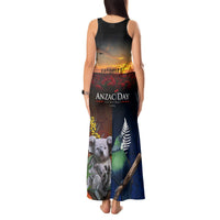 Australia and New Zealand ANZAC Day Tank Maxi Dress Tui Bird and Koala mix Maori and Aboriginal Pattern LT03 - Polynesian Pride