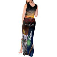 Australia and New Zealand ANZAC Day Tank Maxi Dress Tui Bird and Koala mix Maori and Aboriginal Pattern LT03 - Polynesian Pride