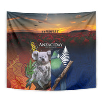 Australia and New Zealand ANZAC Day Tapestry Tui Bird and Koala mix Maori and Aboriginal Pattern