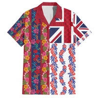 Hawaiian Lei Family Matching Tank Maxi Dress and Hawaiian Shirt National Flag Striped Style