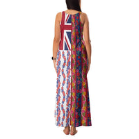 Hawaiian Lei Family Matching Tank Maxi Dress and Hawaiian Shirt National Flag Striped Style