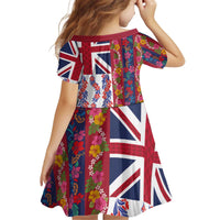 Hawaiian Lei Kid Short Sleeve Dress National Flag Striped Style