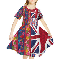 Hawaiian Lei Kid Short Sleeve Dress National Flag Striped Style