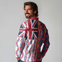 Hawaiian Lei Long Sleeve Polo Shirt National Flag Striped Style