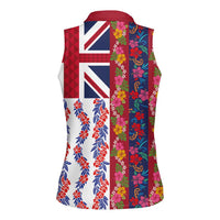 Hawaiian Lei Women Sleeveless Polo Shirt National Flag Striped Style