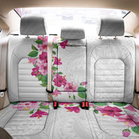 Hawaiian Hibiscus and Art Polynesian Tattoo Back Car Seat Cover White Color
