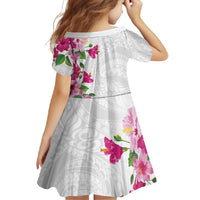 Hawaiian Hibiscus and Art Polynesian Tattoo Family Matching Long Sleeve Bodycon Dress and Hawaiian Shirt White Color LT03 - Polynesian Pride