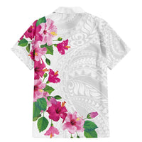 Hawaiian Hibiscus and Art Polynesian Tattoo Family Matching Mermaid Dress and Hawaiian Shirt White Color LT03 - Polynesian Pride