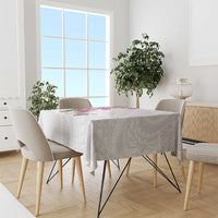 Hawaiian Hibiscus and Art Polynesian Tattoo Tablecloth White Color