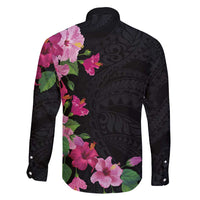 Hawaiian Hibiscus and Art Polynesian Tattoo Family Matching Puletasi and Hawaiian Shirt Black Color LT03 - Polynesian Pride