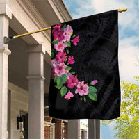 Hawaiian Hibiscus and Art Polynesian Tattoo Garden Flag Black Color