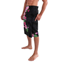 Hawaiian Hibiscus and Art Polynesian Tattoo Lavalava Black Color