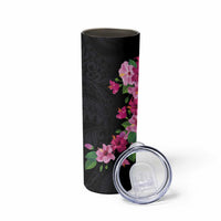 Hawaiian Hibiscus and Art Polynesian Tattoo Skinny Tumbler Black Color