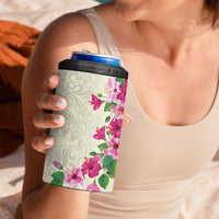 Hawaiian Hibiscus and Art Polynesian Tattoo 4 in 1 Can Cooler Tumbler Beige Color
