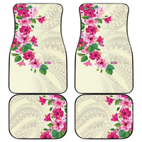 Hawaiian Hibiscus and Art Polynesian Tattoo Car Mats Beige Color
