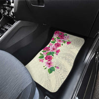 Hawaiian Hibiscus and Art Polynesian Tattoo Car Mats Beige Color